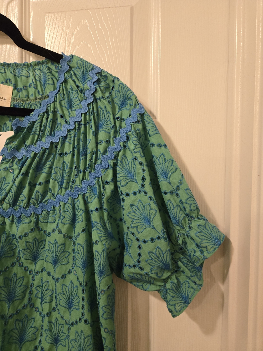 Umgee Teal Green Short Sleeve Printed Mini Dress - Picture 5 of 10
